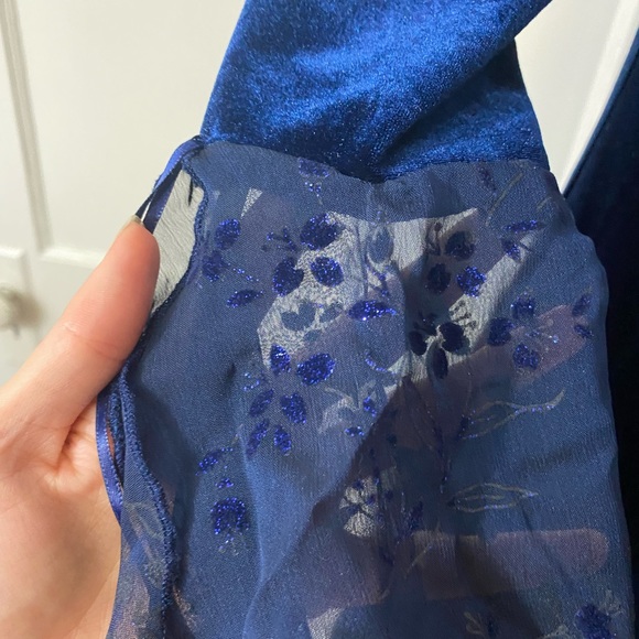 Gorgeous y2k romantic velvet empire waist long sleeve lace dress - Picture 3 of 6